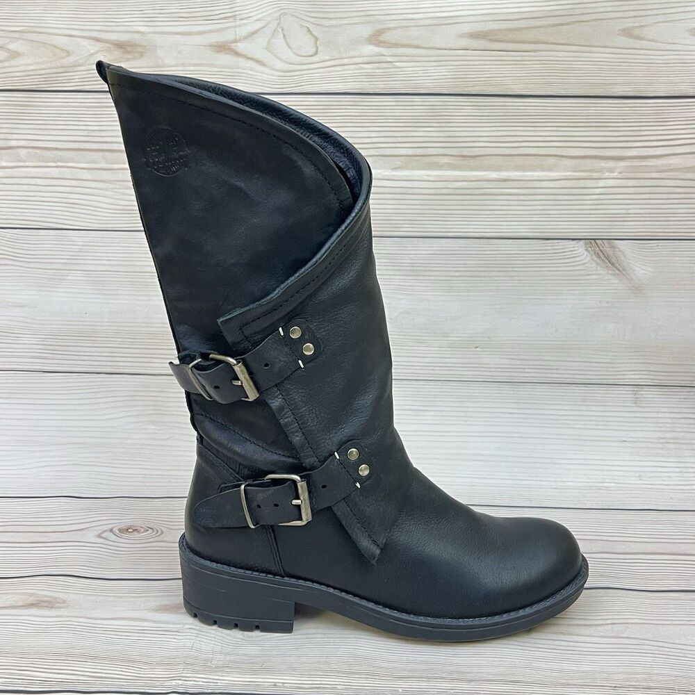 Coolway Alida Moto Boots Womens 39 EU/8-8.5 US Black Leather Biker Buckle Spain - Picture 16 of 16